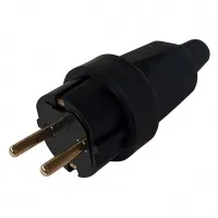 Вилка прямая черная 16 А, каучук (2034)